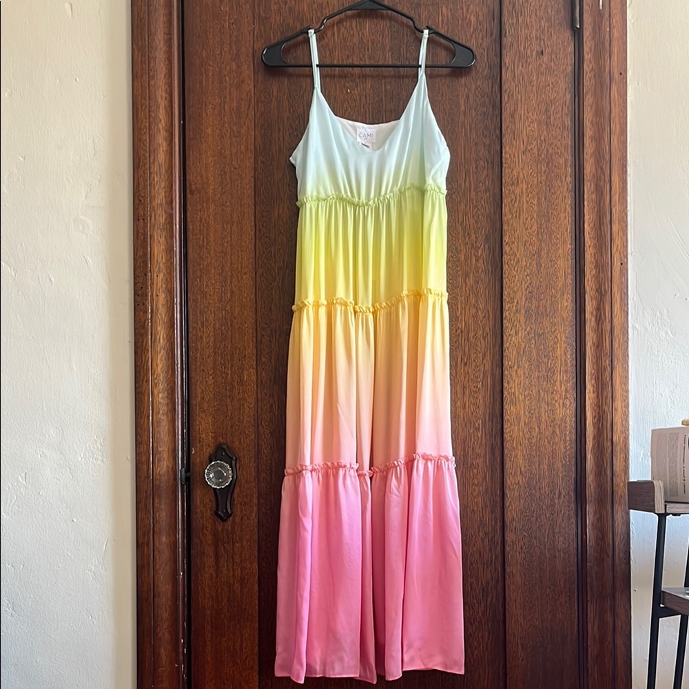 Cami NYC Rainbow Silk Slip Dress Size Medium